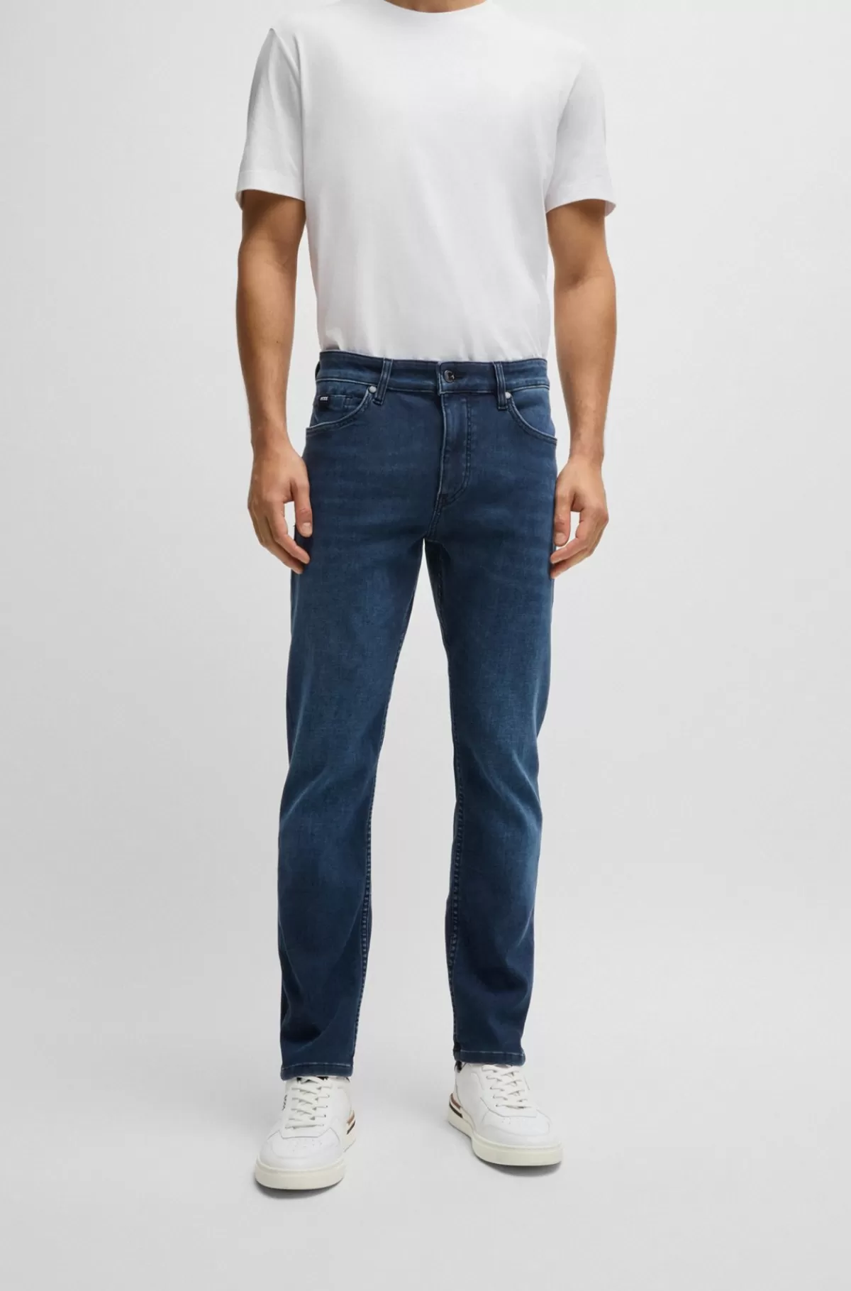 HUGO BOSS Delaware Jeans Med I Blå Strikket Denim Med Stræk Mørkeblå Hot