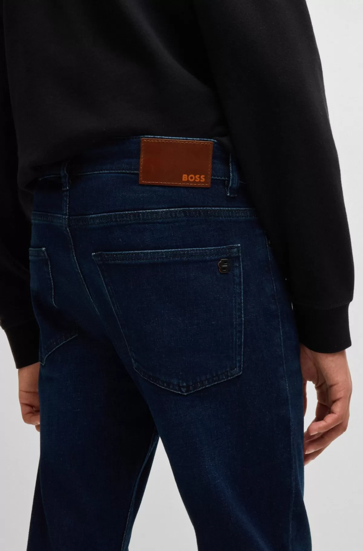 HUGO BOSS Delaware Jeans Med Slim Fit I Behagelig Blå Denim Med Stræk Mørkeblå Store