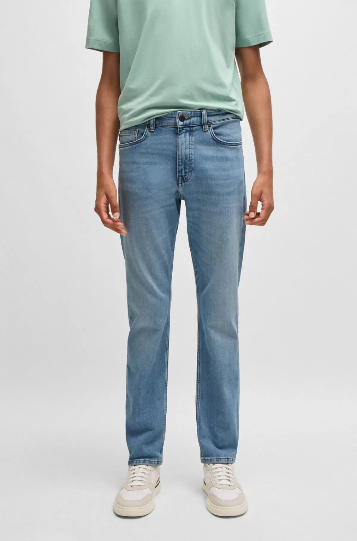 HUGO BOSS Delaware Jeans Med Slim Fit I Blå Behagelig Denim Med Stræk Lyseblå Sale