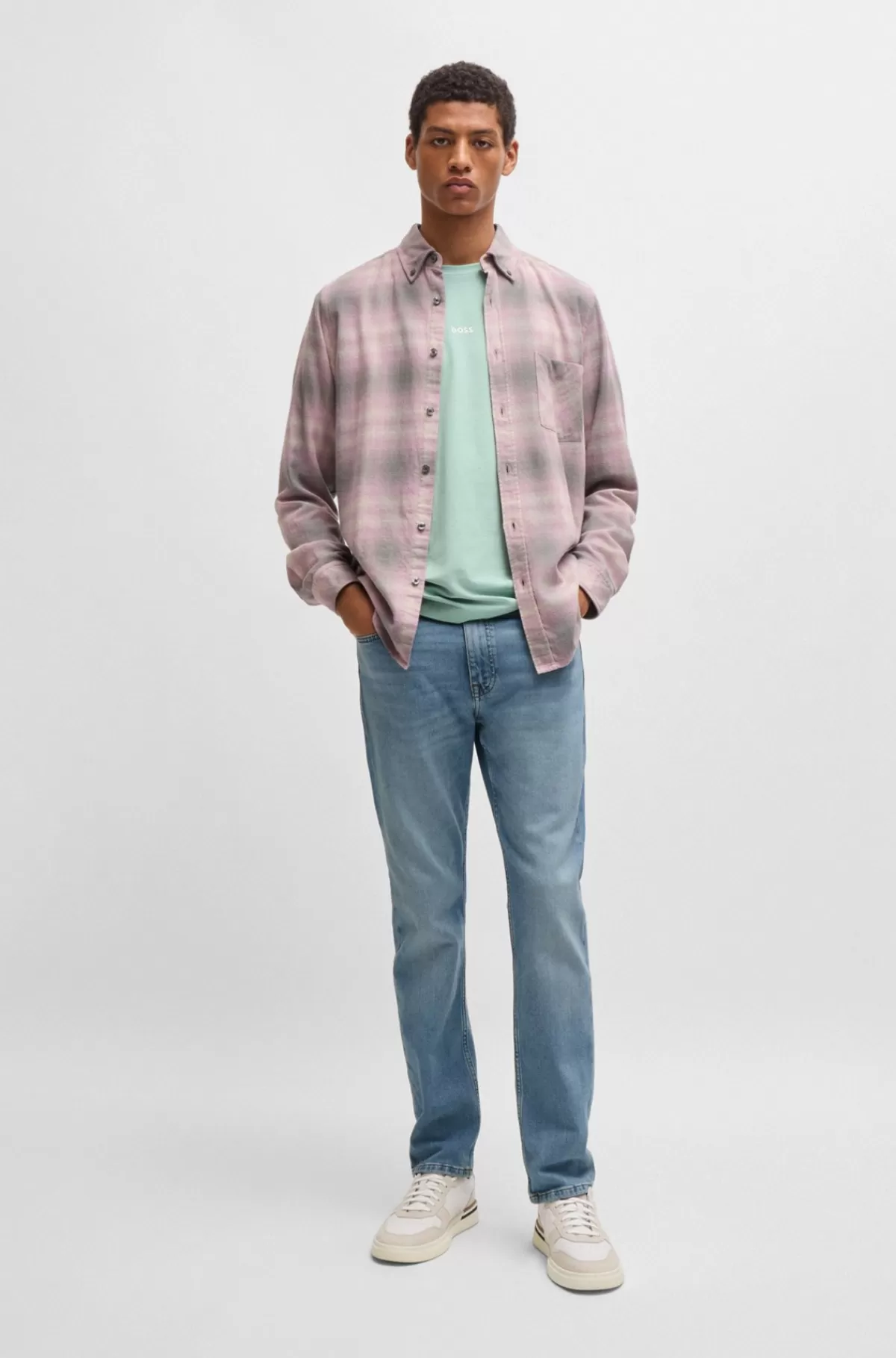 HUGO BOSS Delaware Jeans Med Slim Fit I Blå Behagelig Denim Med Stræk Lyseblå Sale