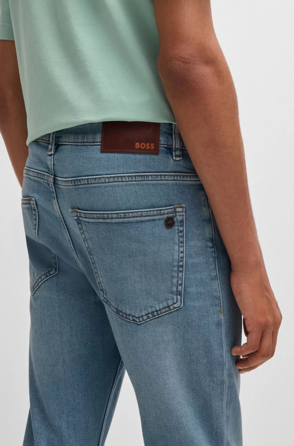 HUGO BOSS Delaware Jeans Med Slim Fit I Blå Behagelig Denim Med Stræk Lyseblå Sale