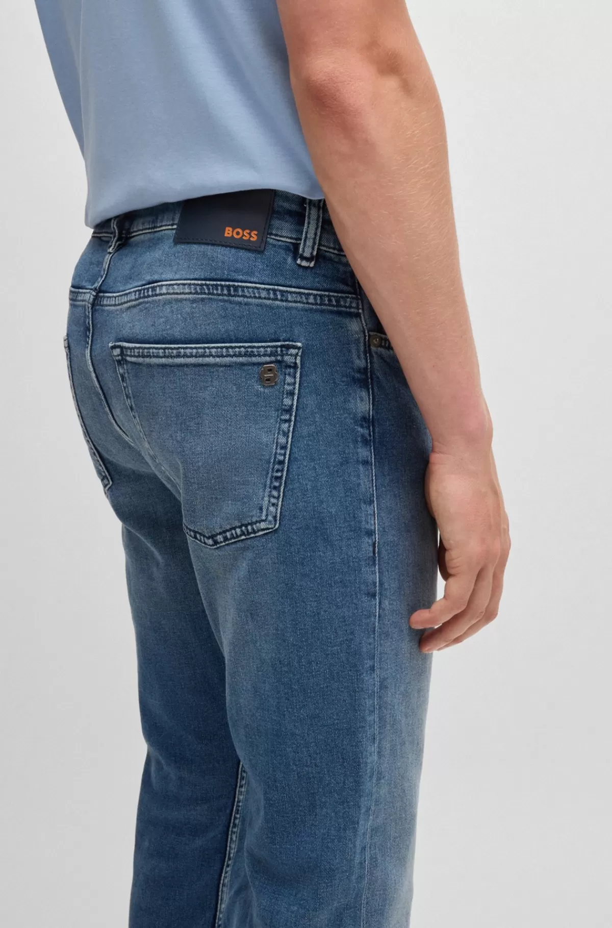 HUGO BOSS Delaware Jeans Med Slim Fit I Behagelig Denim Med Stræk Blå Best Sale