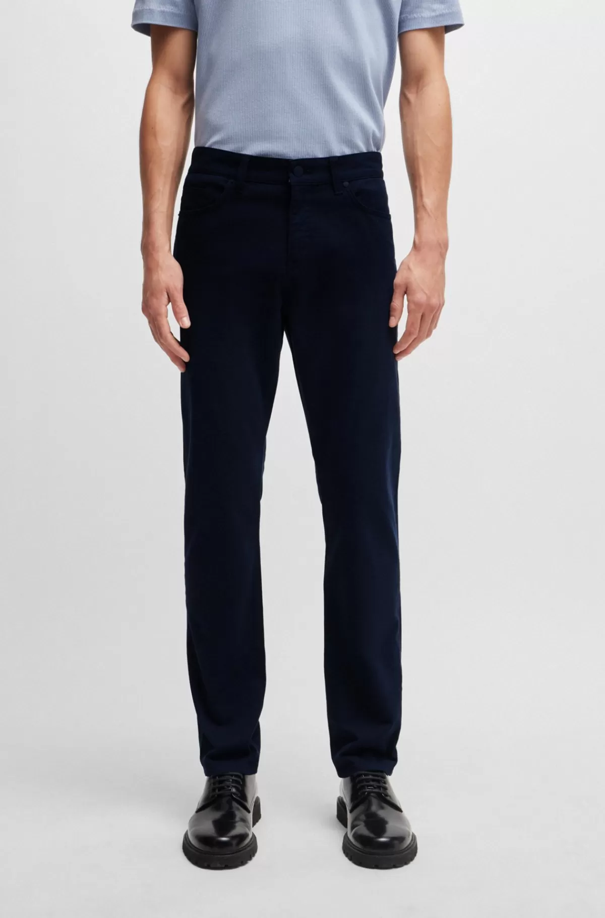 HUGO BOSS Delaware Jeans Med Slim Fit I Bomuldsgabardine Med Stræk Mørkeblå Flash Sale