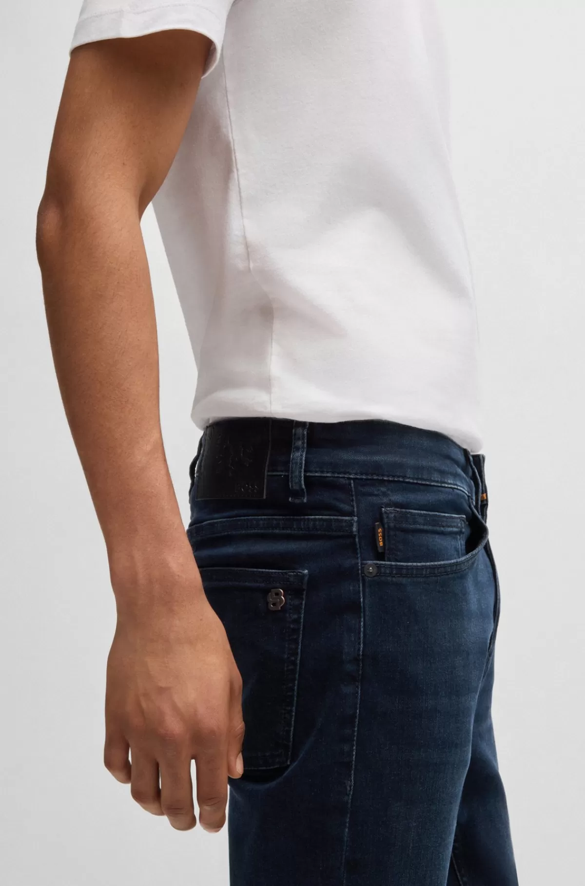 HUGO BOSS Delaware Jeans Med Slim Fit I Ekstra Blød Og Lækker Blåsort Denim Mørkeblå Outlet
