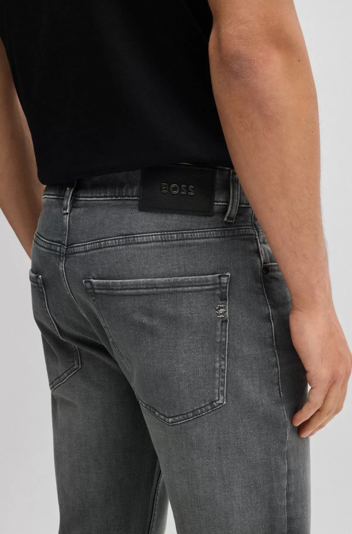 HUGO BOSS Delaware Jeans Med Slim Fit I Denim Med Stræk Grå Discount