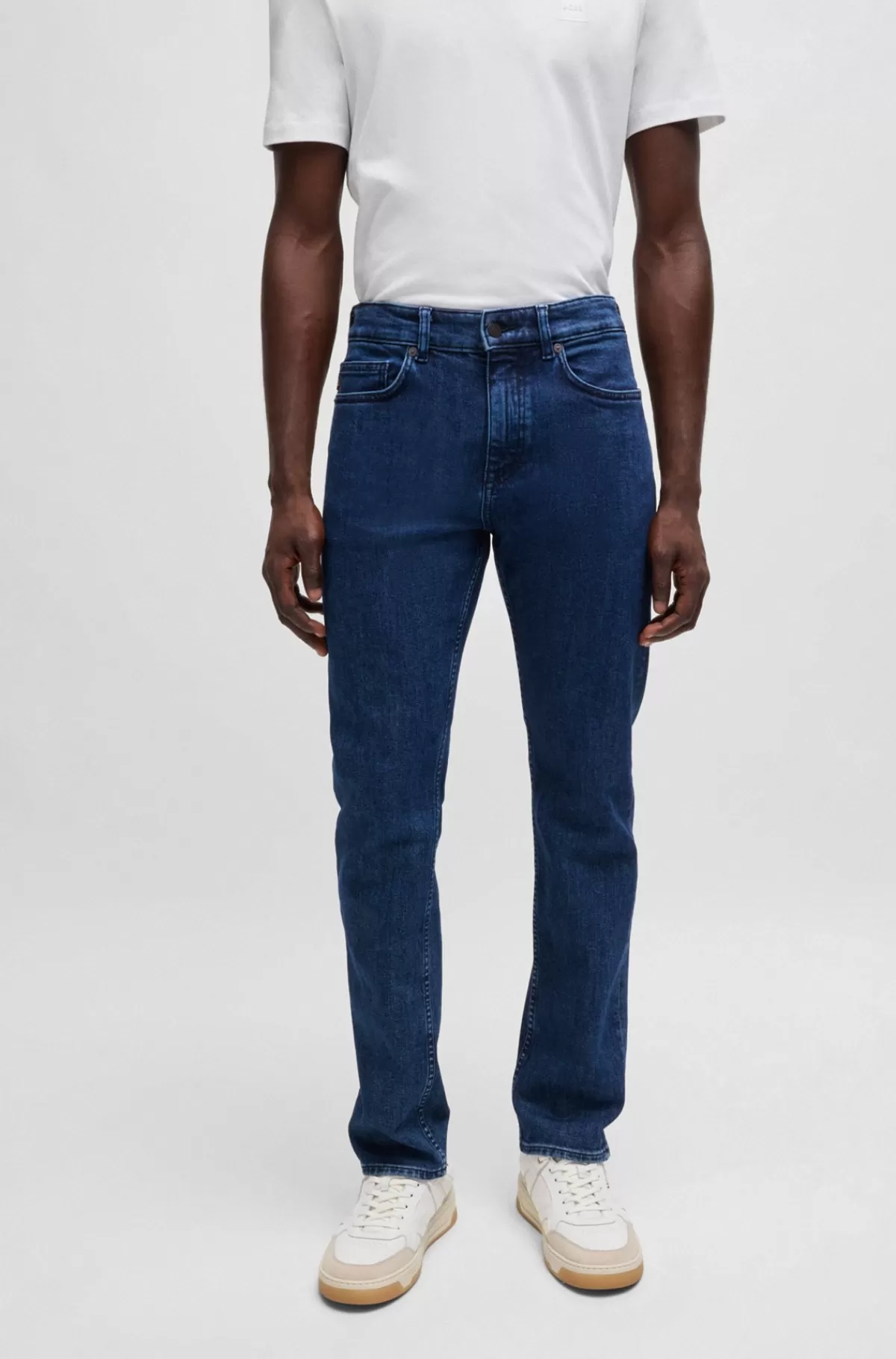 HUGO BOSS Delaware Jeans Med Slim Fit I Denim Med Behageligt Stræk Mørkeblå Sale