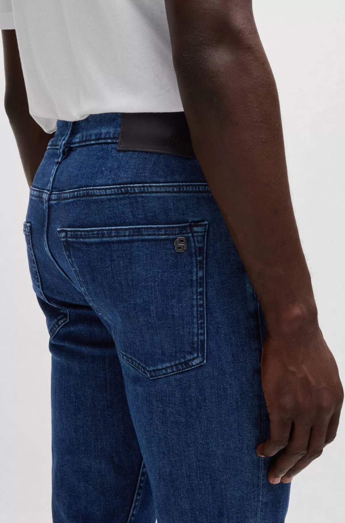 HUGO BOSS Delaware Jeans Med Slim Fit I Denim Med Behageligt Stræk Mørkeblå Sale
