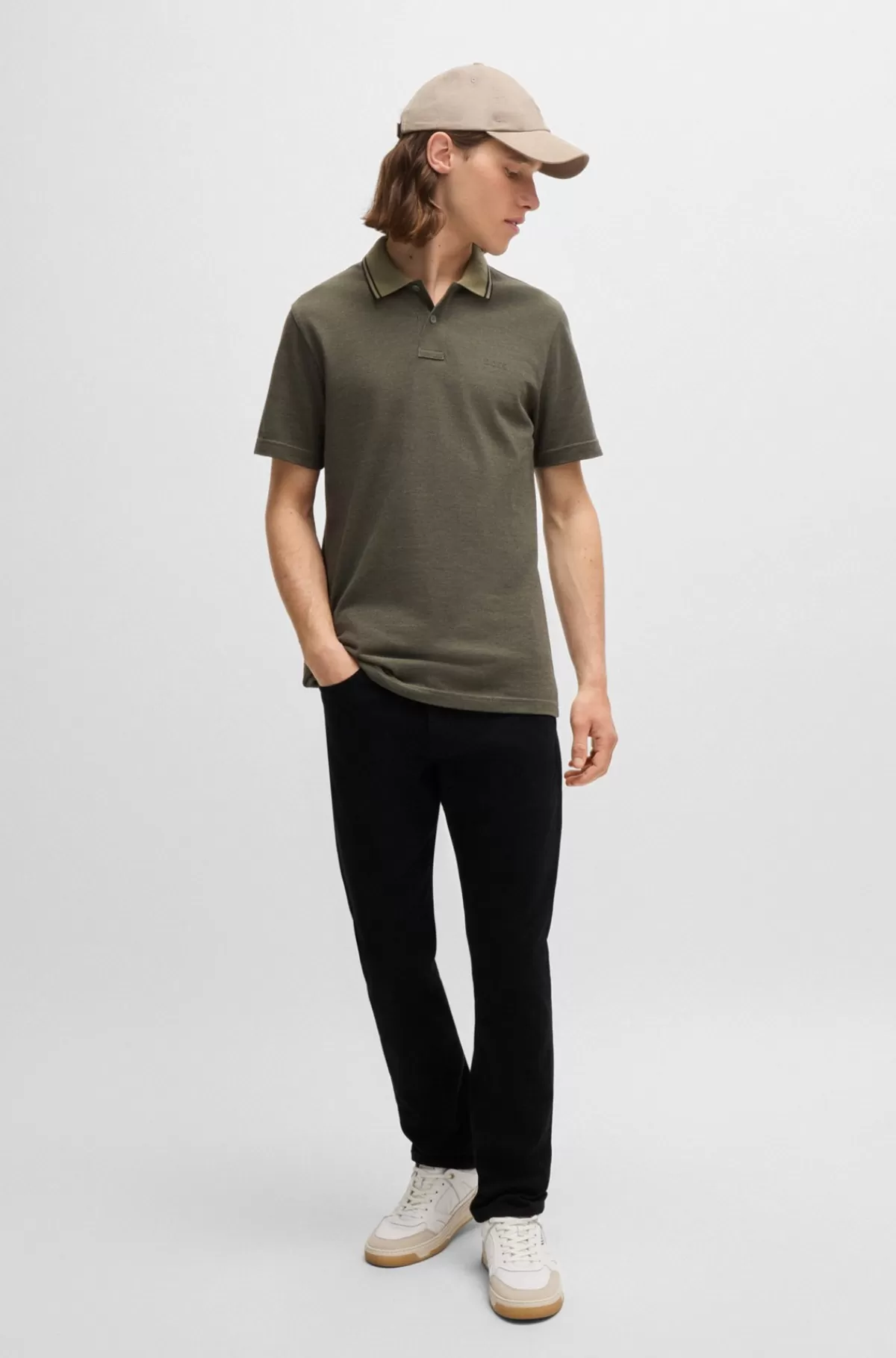 HUGO BOSS Delaware Jeans Med Slim Fit I Denim Med Behageligt Stræk Sort Sale