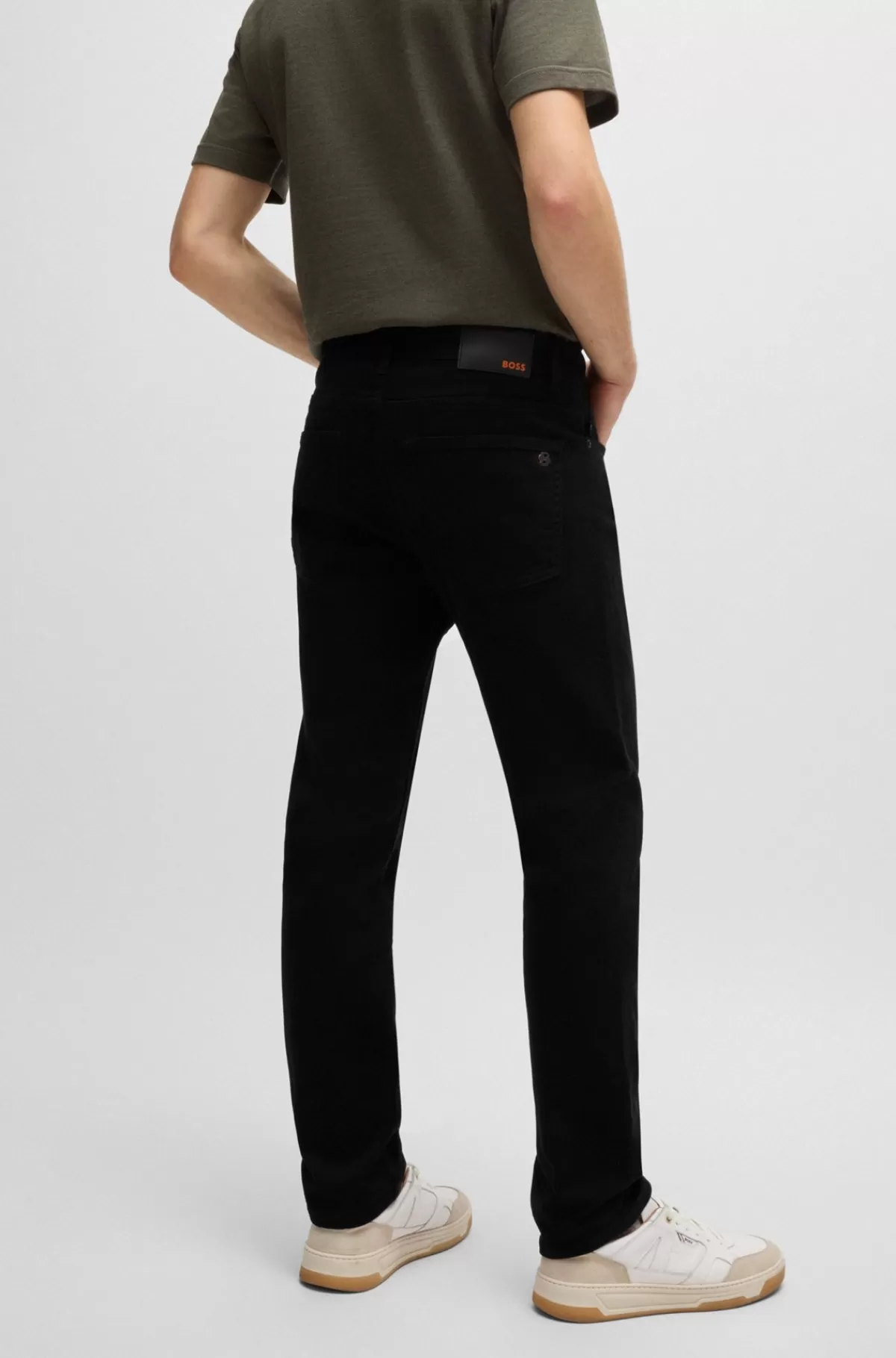 HUGO BOSS Delaware Jeans Med Slim Fit I Denim Med Behageligt Stræk Sort Sale