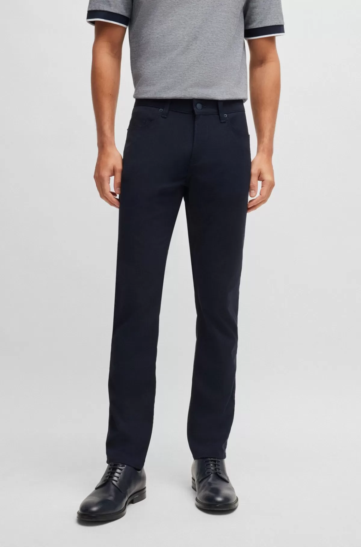 HUGO BOSS Delaware Jeans Med Slim Fit I Vævet Strækmateriale Mørkeblå Flash Sale