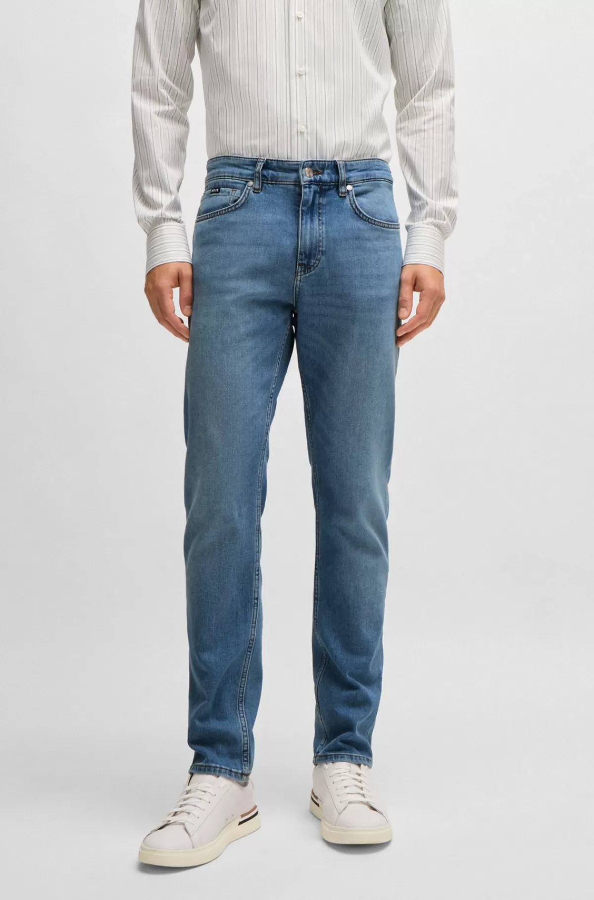 HUGO BOSS Delaware Slim Fit Jeans I Behagelig Denim Med Stræk Blå Flash Sale