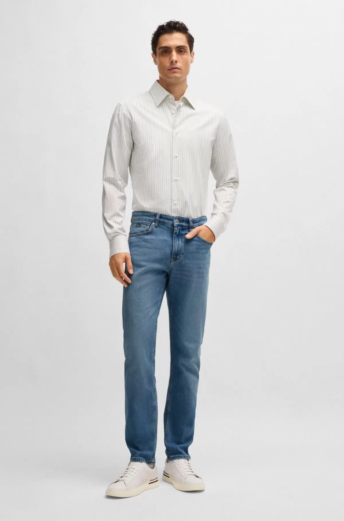 HUGO BOSS Delaware Slim Fit Jeans I Behagelig Denim Med Stræk Blå Flash Sale