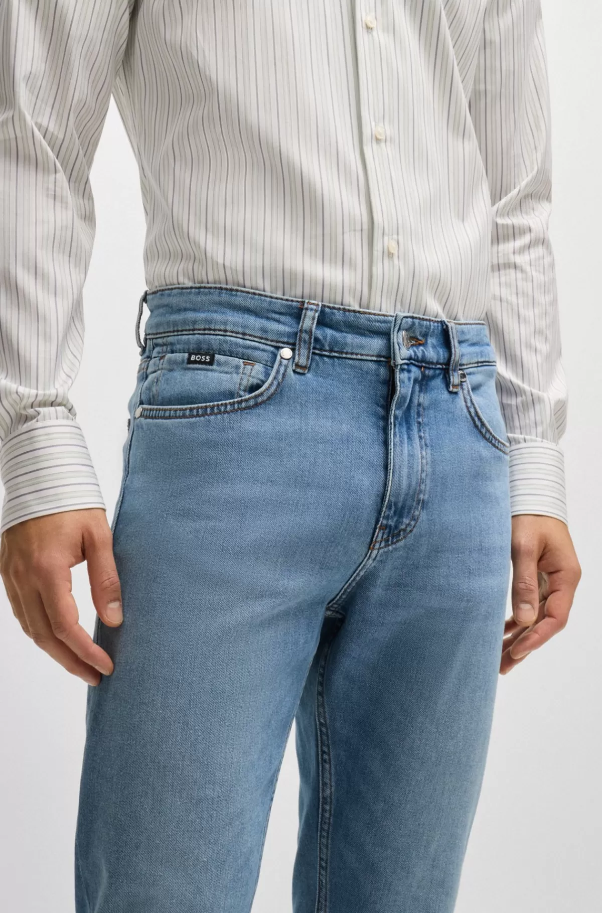 HUGO BOSS Delaware Slim Fit Jeans I Behagelig Denim Med Stræk Blå Flash Sale