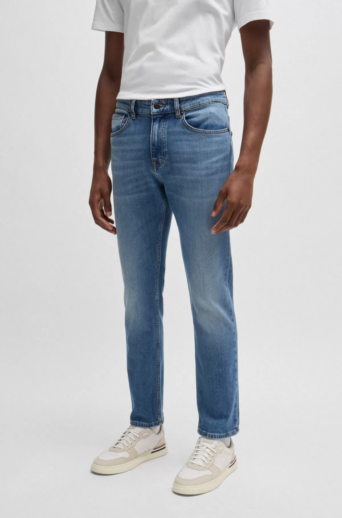 HUGO BOSS Delaware Slim Fit Jeans I Blå Behagelig Denim Med Stræk Turkis Clearance
