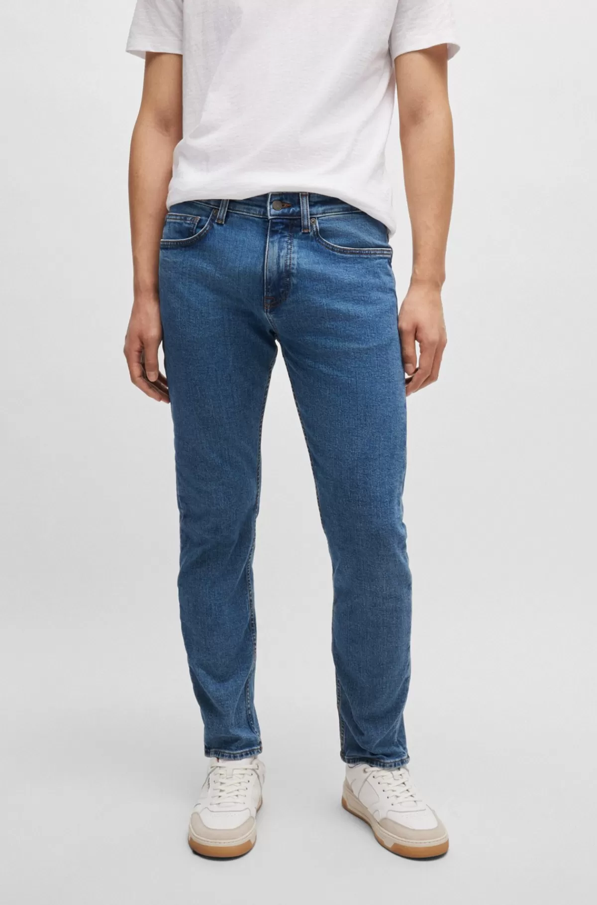 HUGO BOSS Delaware Slim Fit Jeans I Behagelig Denim Med Stræk Blå Clearance