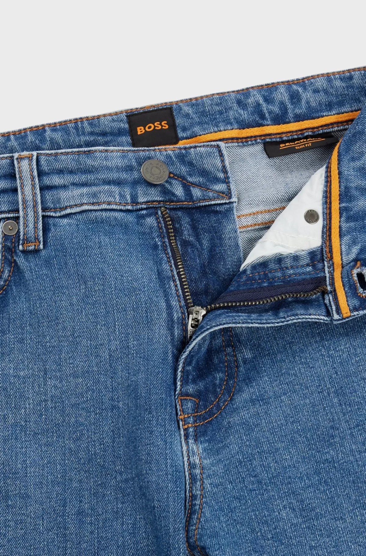HUGO BOSS Delaware Slim Fit Jeans I Behagelig Denim Med Stræk Blå Clearance