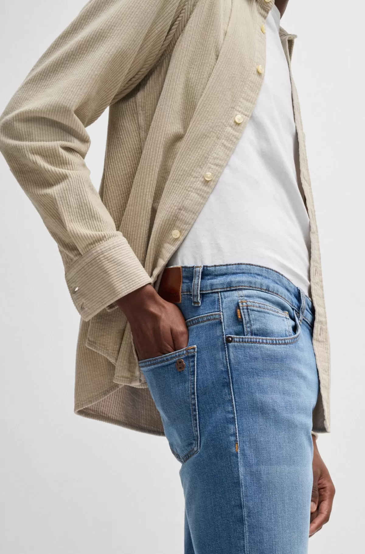 HUGO BOSS Delaware Slim Fit Jeans I Blå Behagelig Denim Med Stræk Turkis Clearance
