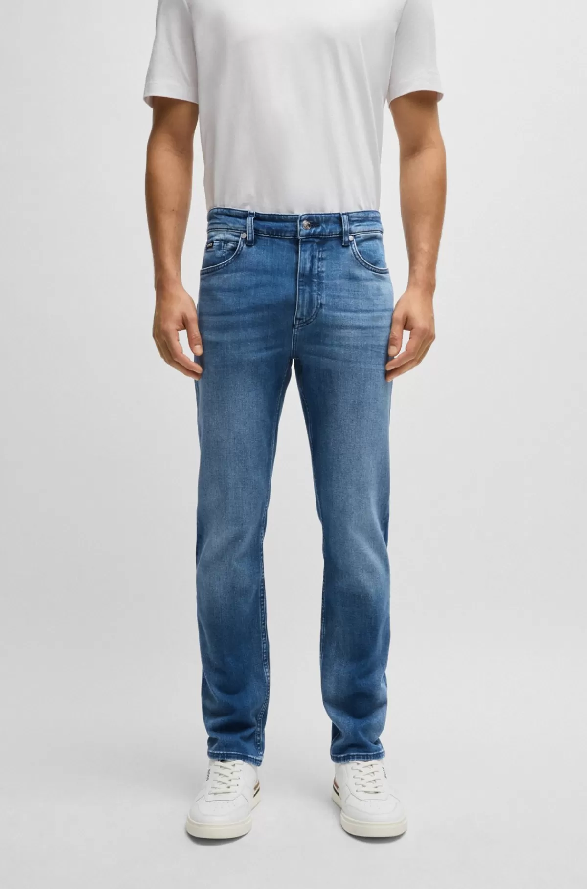 HUGO BOSS Delaware Slim Fit Jeans I Denim, Der Føles Som Kashmiruld Blå Cheap