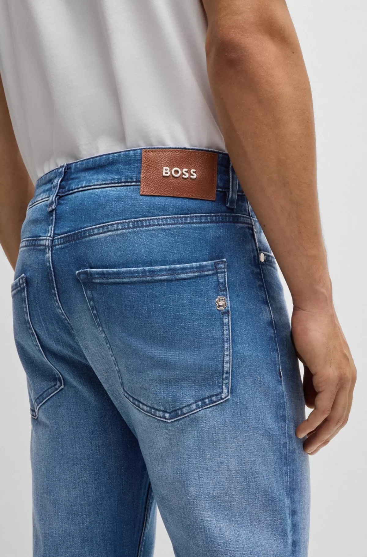 HUGO BOSS Delaware Slim Fit Jeans I Denim, Der Føles Som Kashmiruld Blå Cheap