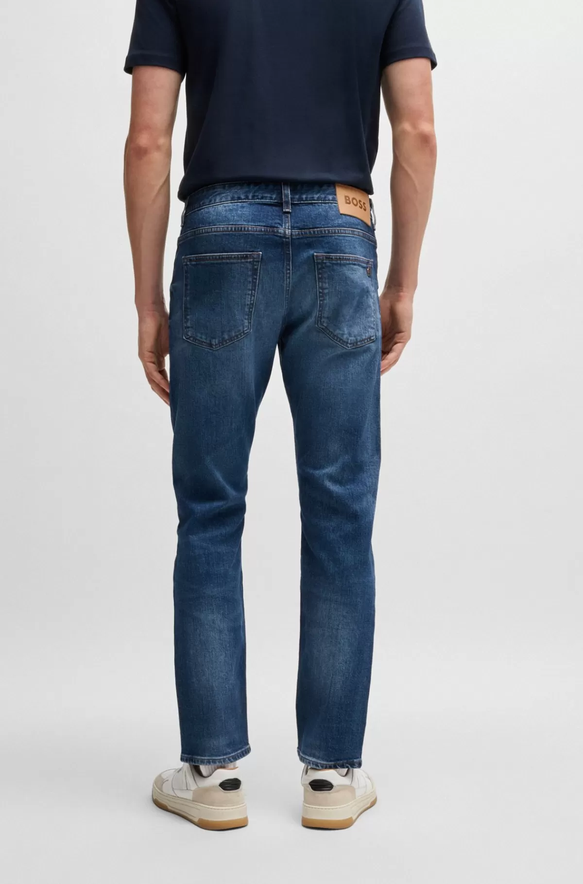HUGO BOSS Delaware Slim Fit Jeans I Selvedge-denim Med Behageligt Stræk Blå Cheap