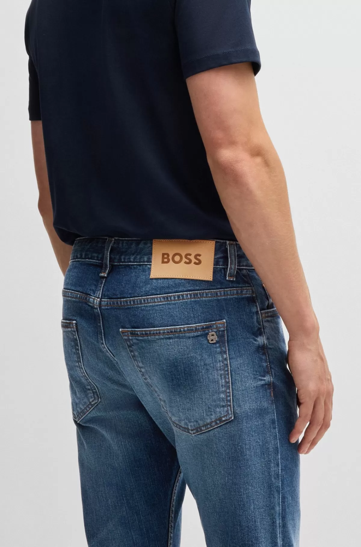 HUGO BOSS Delaware Slim Fit Jeans I Selvedge-denim Med Behageligt Stræk Blå Cheap
