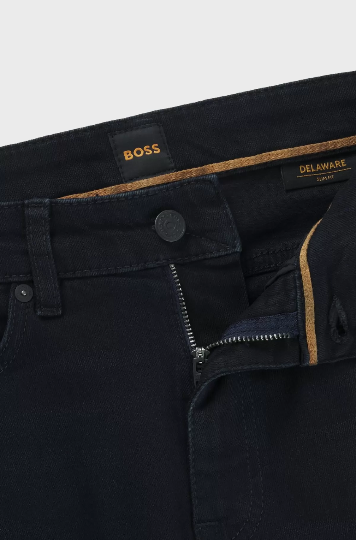 HUGO BOSS Delaware Slim Fit Jeans I Blåsort Denim Med Behageligt Stræk Mørkeblå Outlet