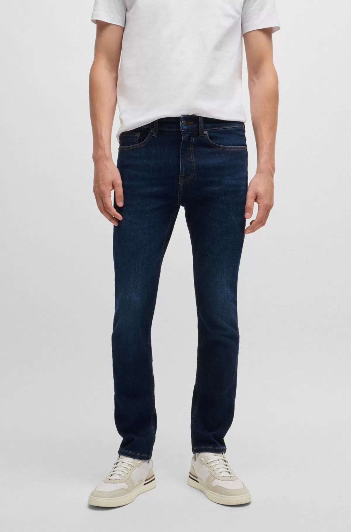HUGO BOSS Delaware Slim Fit Jeans I Denim Med Slub-struktur Og Ekstra Stræk Blå New