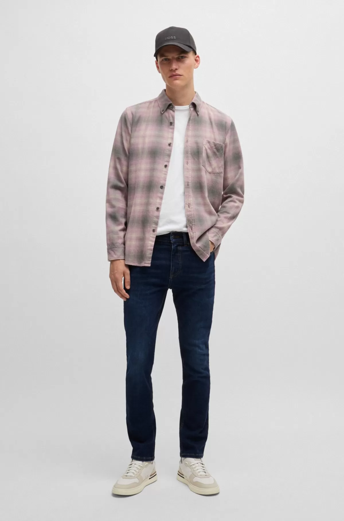 HUGO BOSS Delaware Slim Fit Jeans I Denim Med Slub-struktur Og Ekstra Stræk Blå New