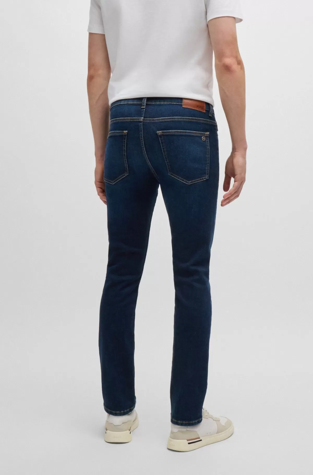 HUGO BOSS Delaware Slim Fit Jeans I Denim Med Slub-struktur Og Ekstra Stræk Blå New