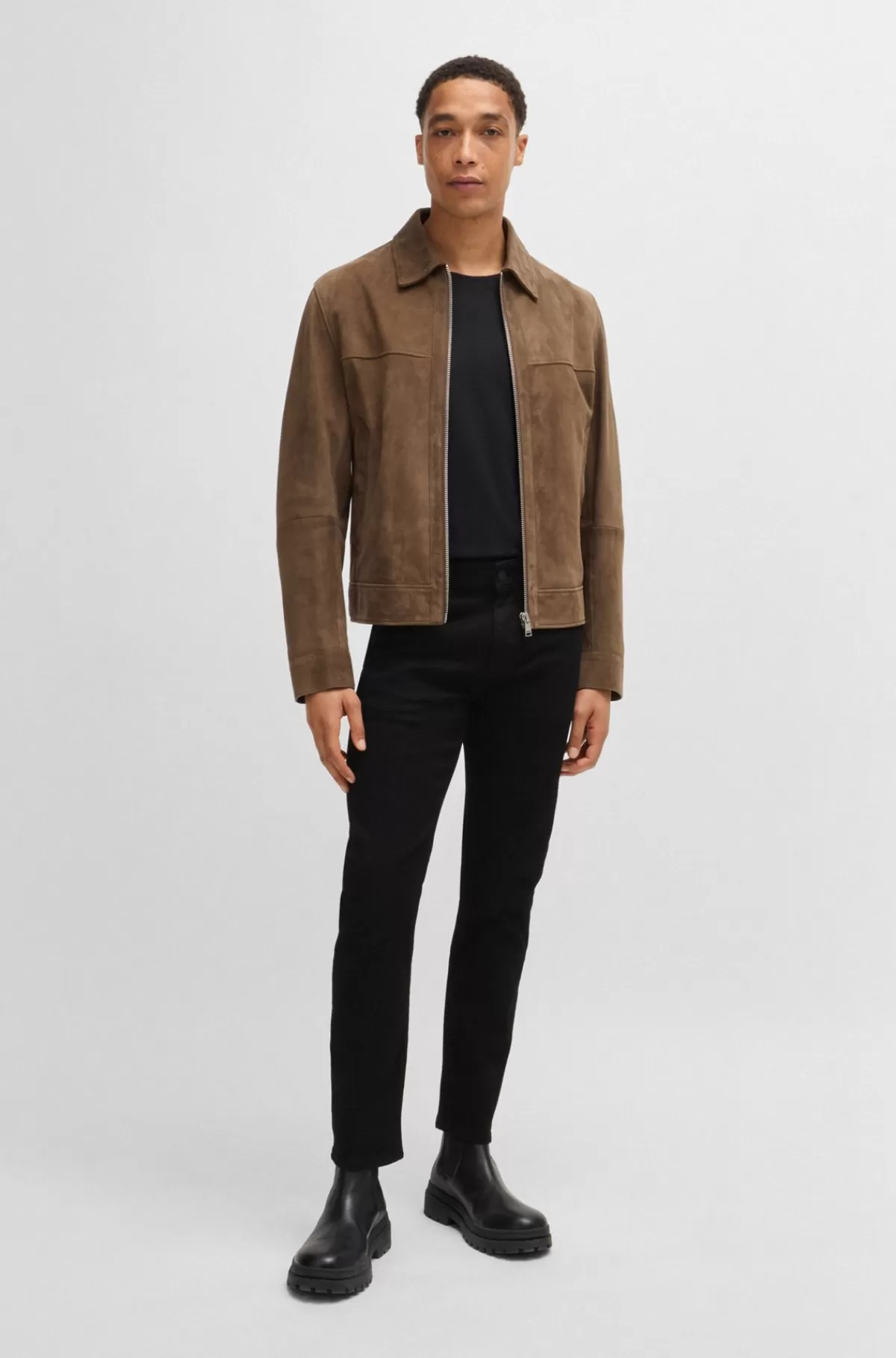 HUGO BOSS Delaware Slim Fit Jeans I Dyb Italiensk Denim Sort Shop