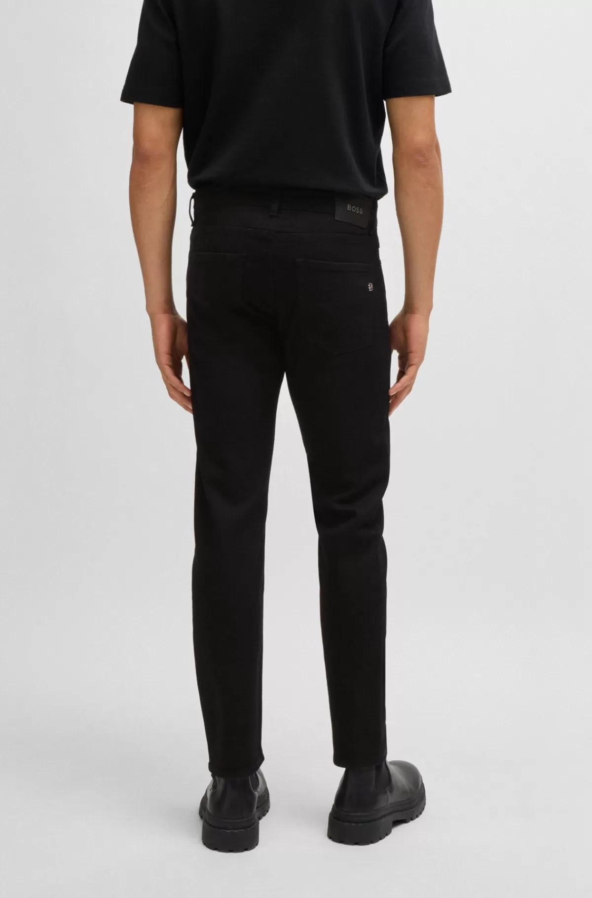 HUGO BOSS Delaware Slim Fit Jeans I Dyb Italiensk Denim Sort Shop