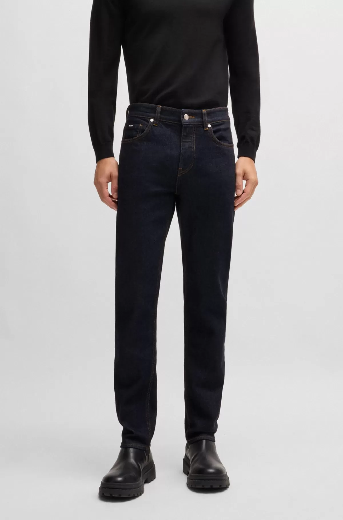 HUGO BOSS Delaware Slim Fit Jeans I Denim Med Behageligt Stræk Mørkeblå New