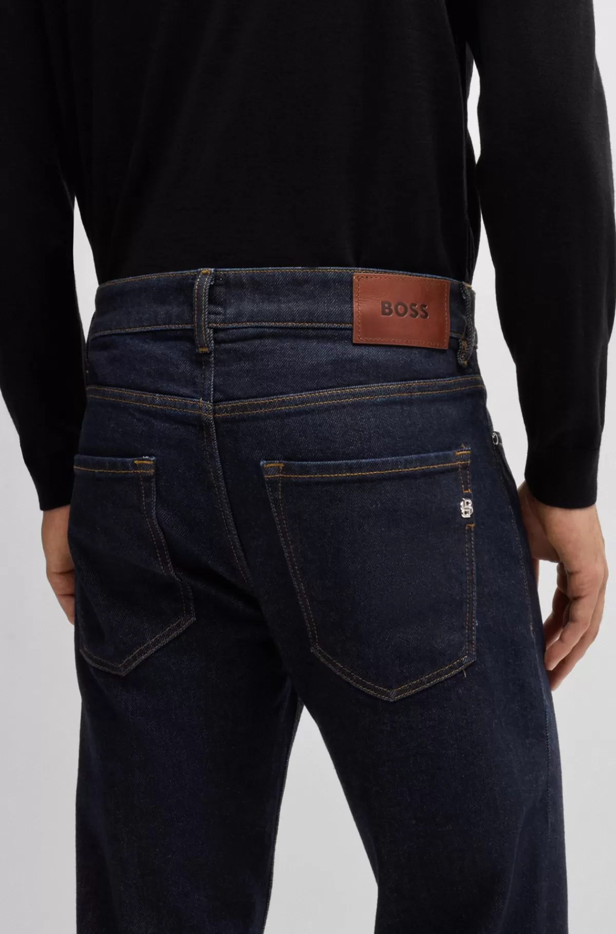 HUGO BOSS Delaware Slim Fit Jeans I Denim Med Behageligt Stræk Mørkeblå New