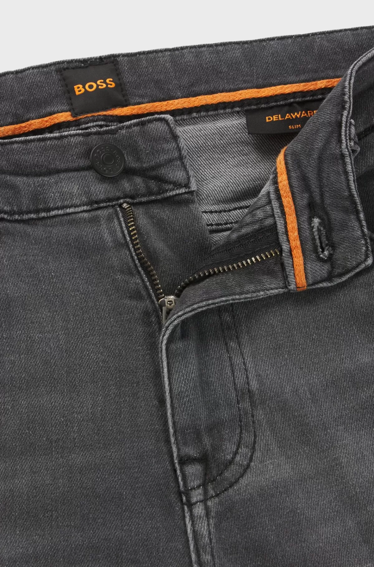 HUGO BOSS Delaware Slim Fit Jeans I Sort Denim Med Behageligt Stærk Grå Fashion