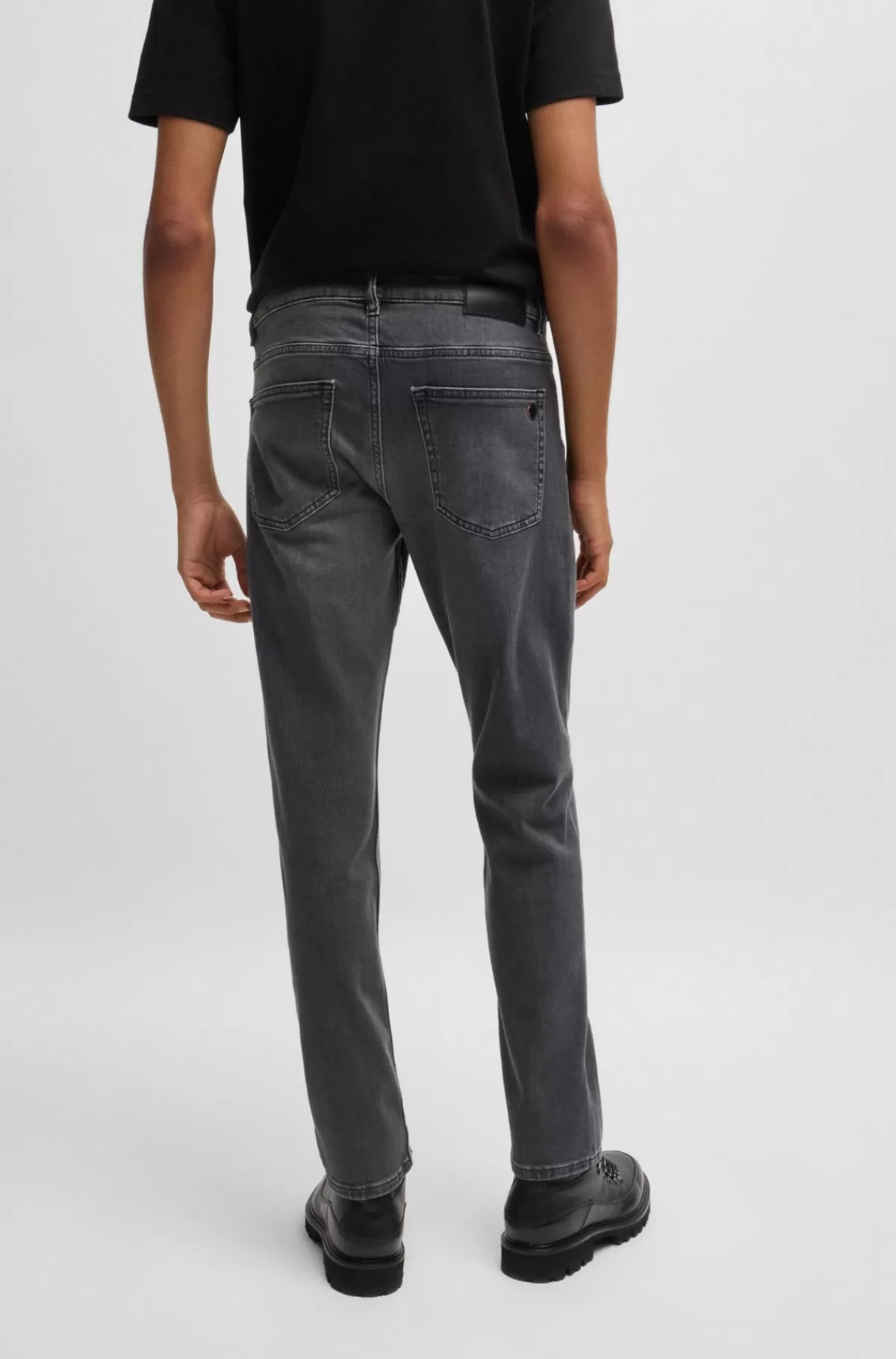 HUGO BOSS Delaware Slim Fit Jeans I Sort Denim Med Behageligt Stærk Grå Fashion