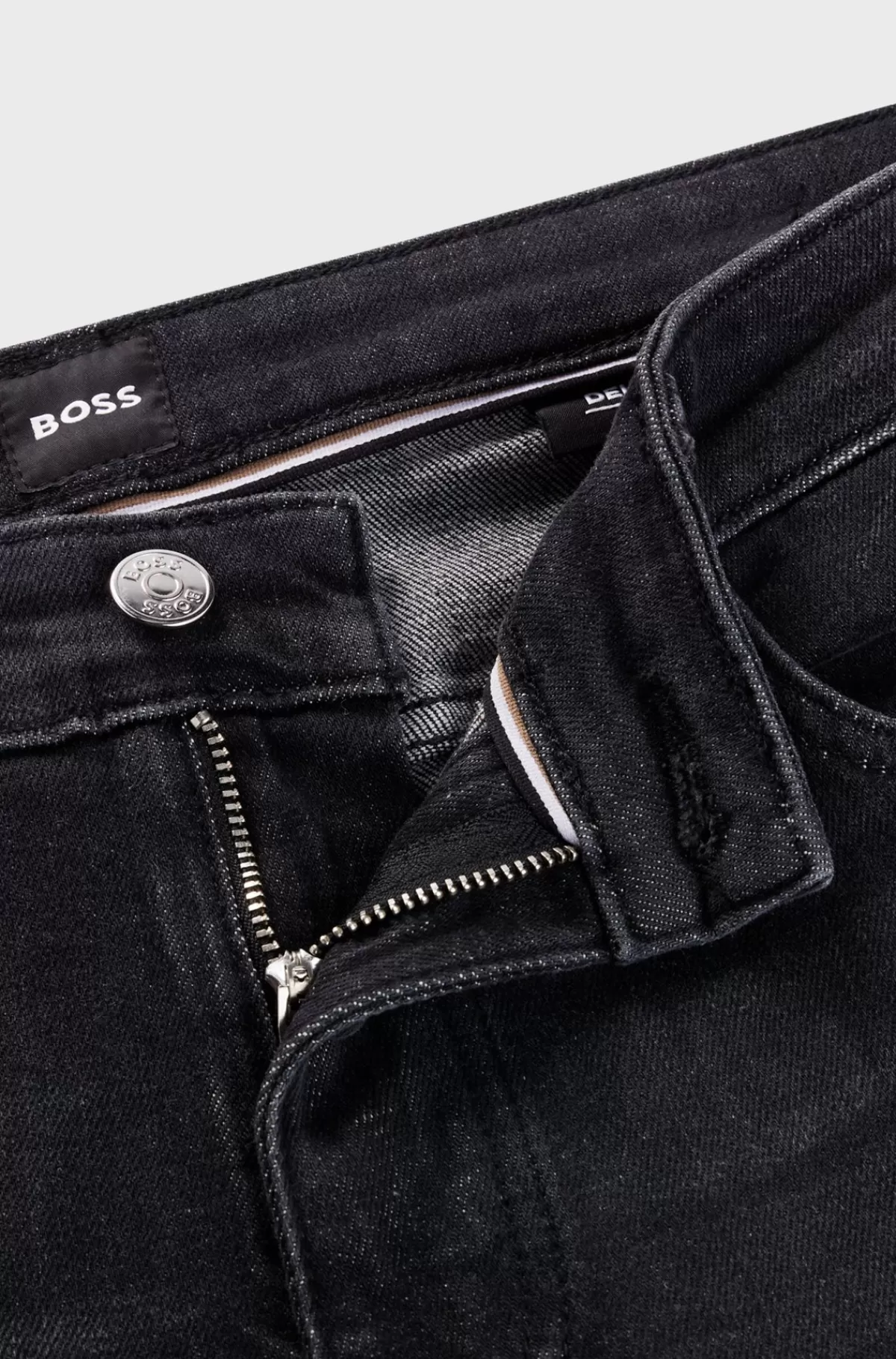 HUGO BOSS Delaware Sorte Slim Fit Jeans I Denim Med Behageligt Stræk Mørkegrå Clearance
