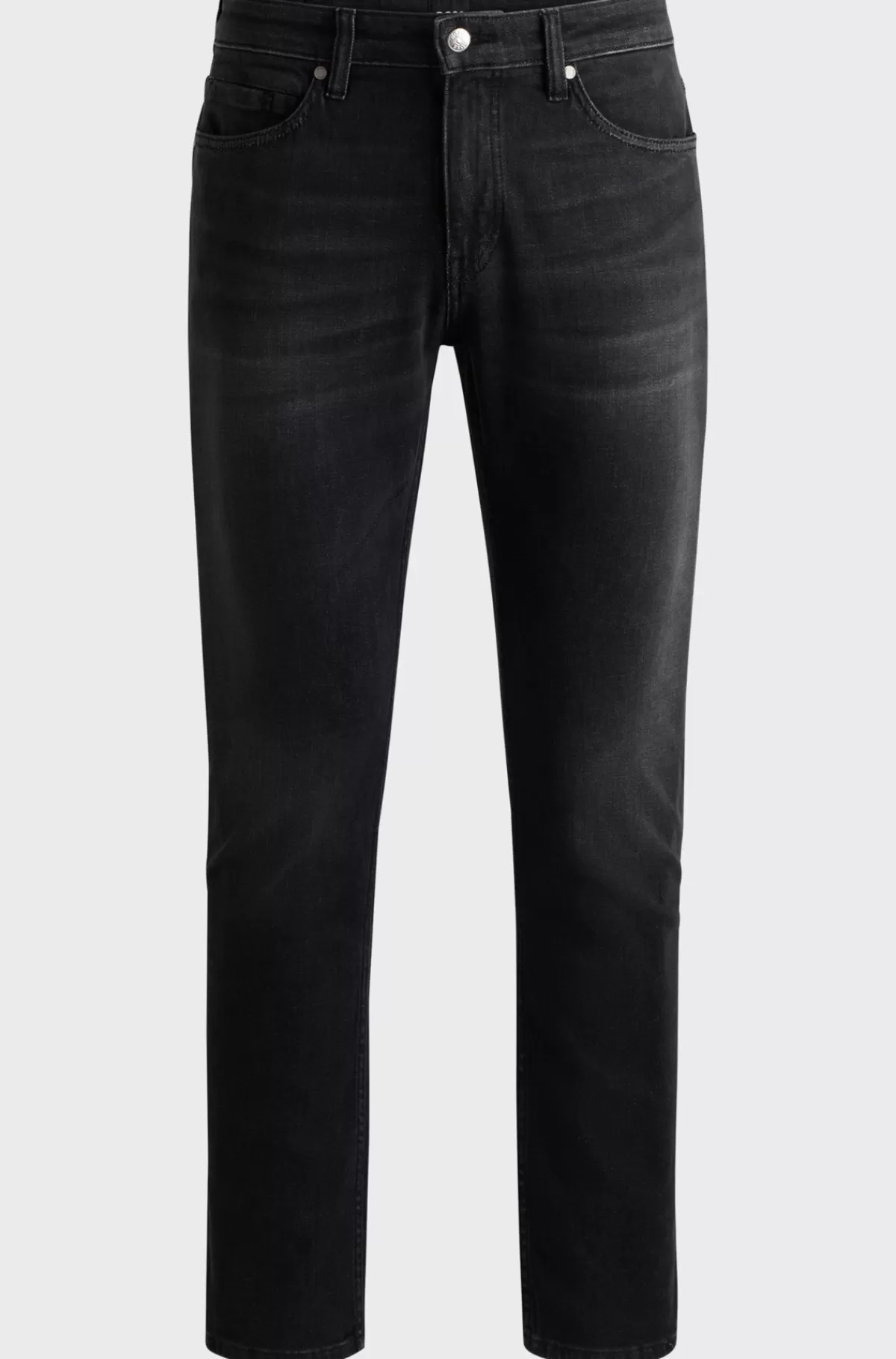HUGO BOSS Delaware Sorte Slim Fit Jeans I Denim Med Behageligt Stræk Mørkegrå Clearance