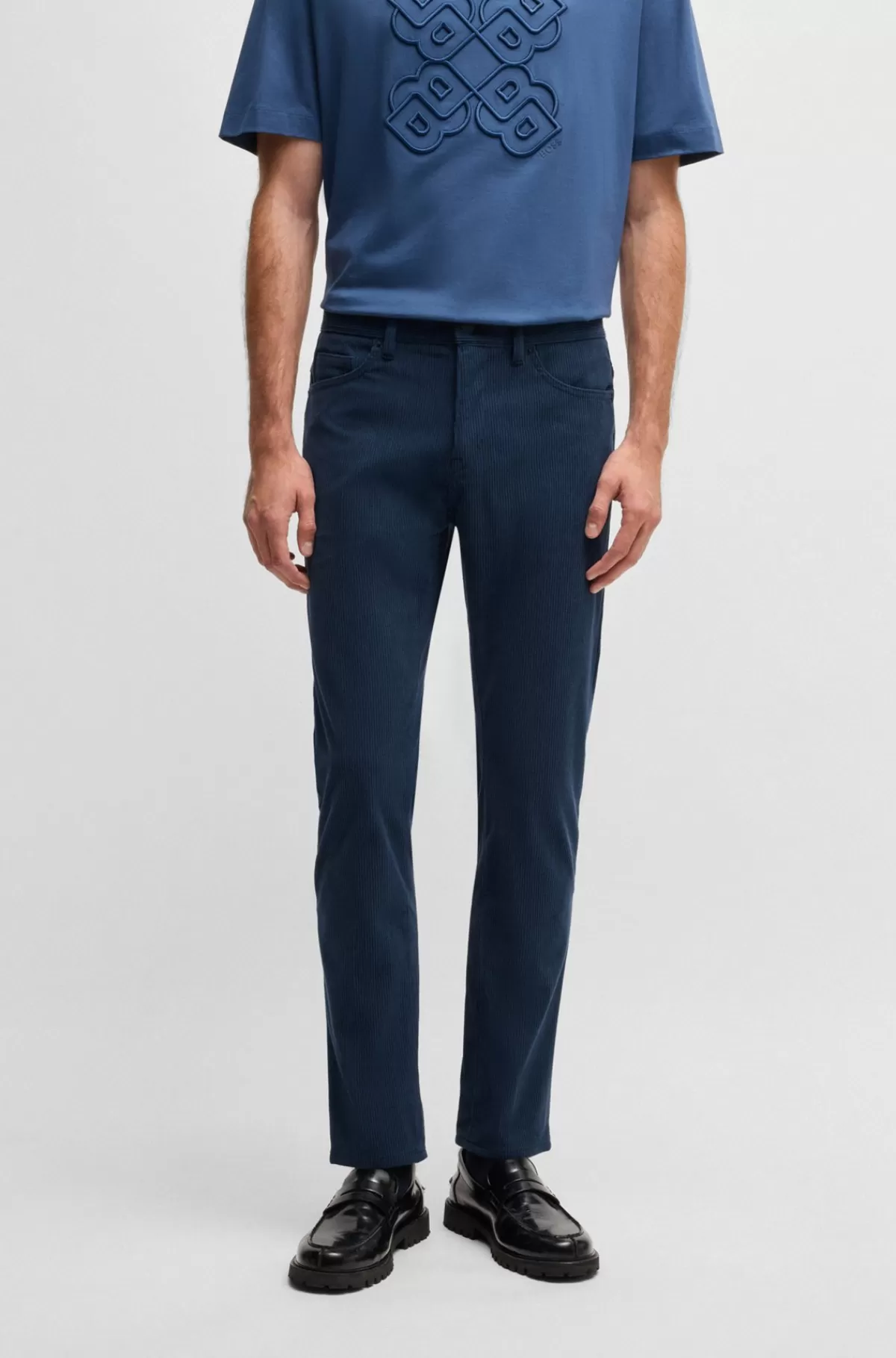 HUGO BOSS Delaware-bukser I Performance-fløjl Med Stræk Blå Fashion
