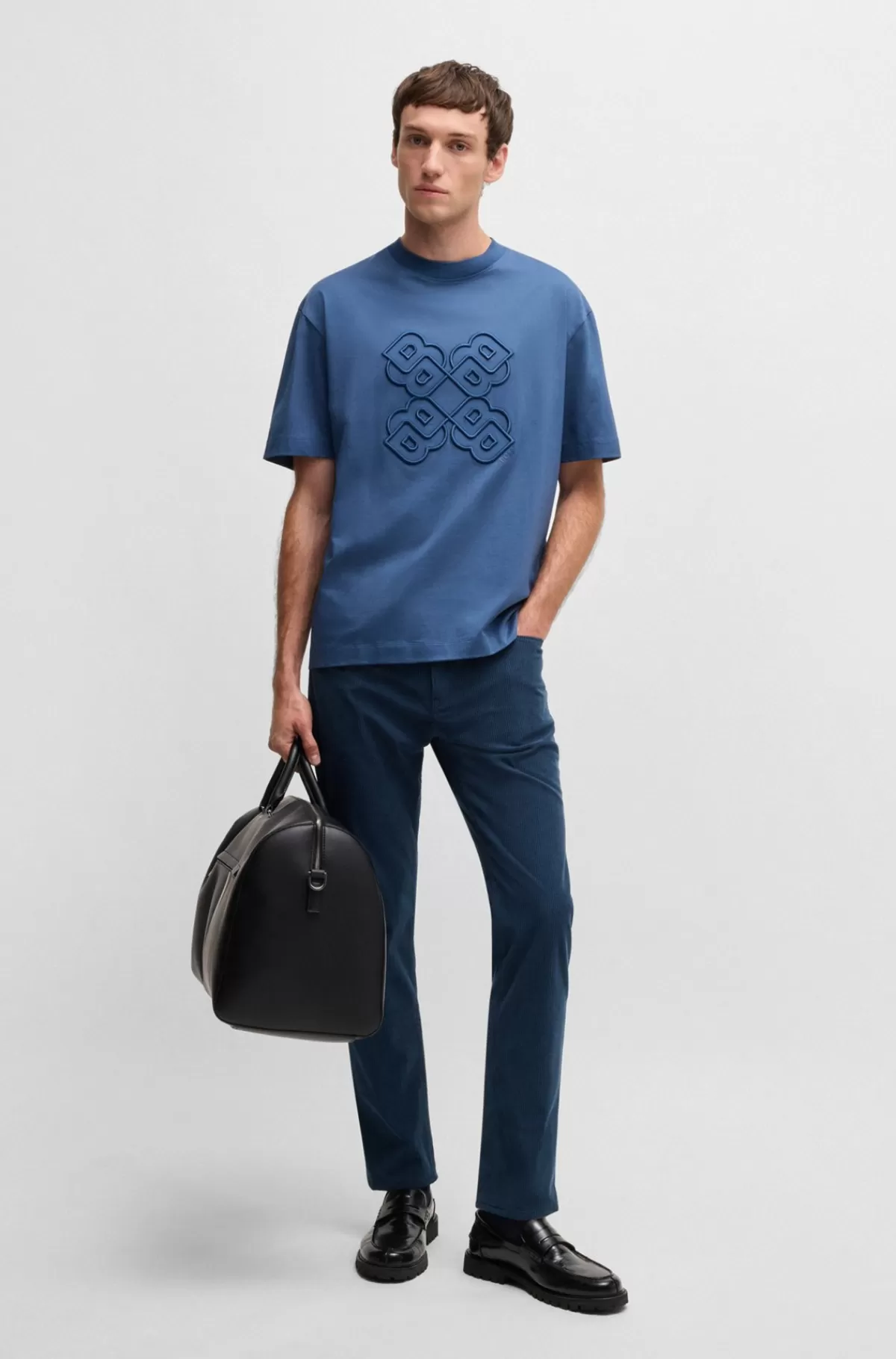 HUGO BOSS Delaware-bukser I Performance-fløjl Med Stræk Blå Fashion