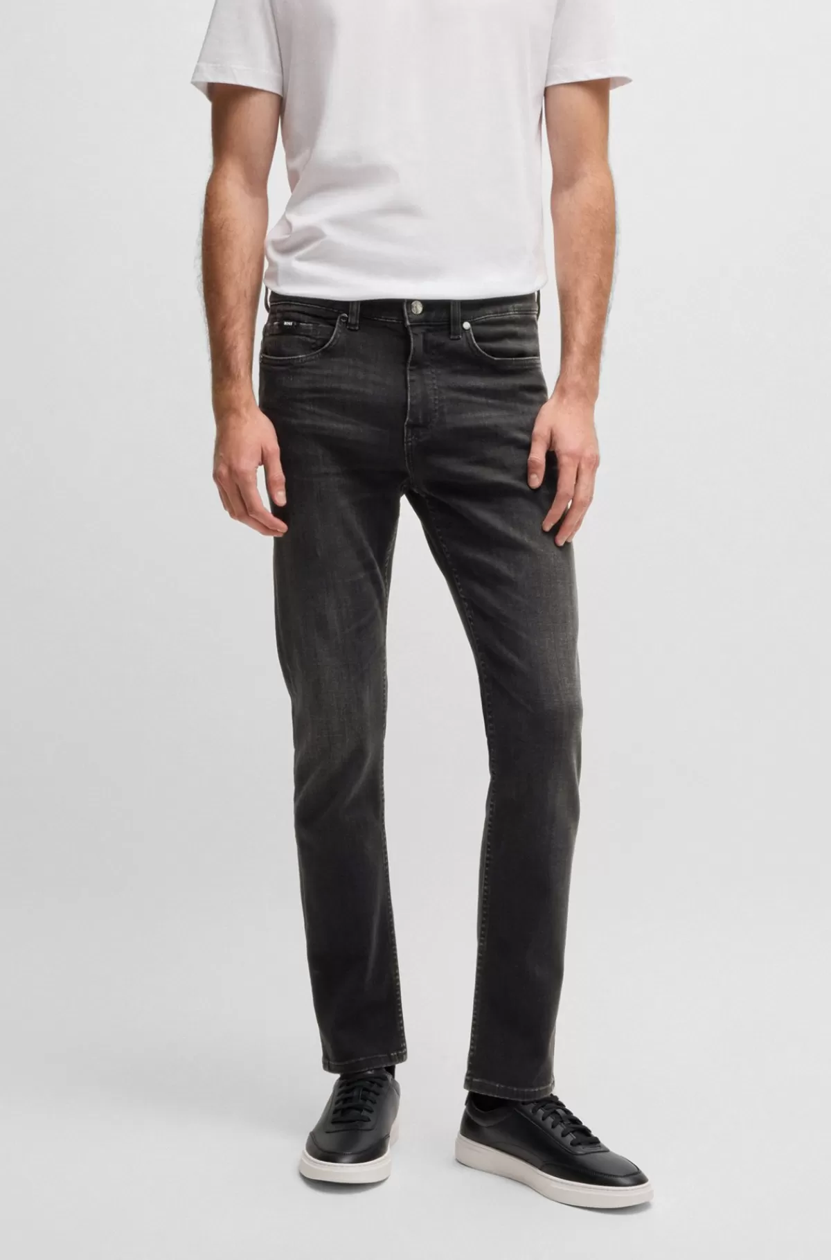 HUGO BOSS Delaware-jeans Med Slim Fit I Ekstra Blød Denim Sort Outlet
