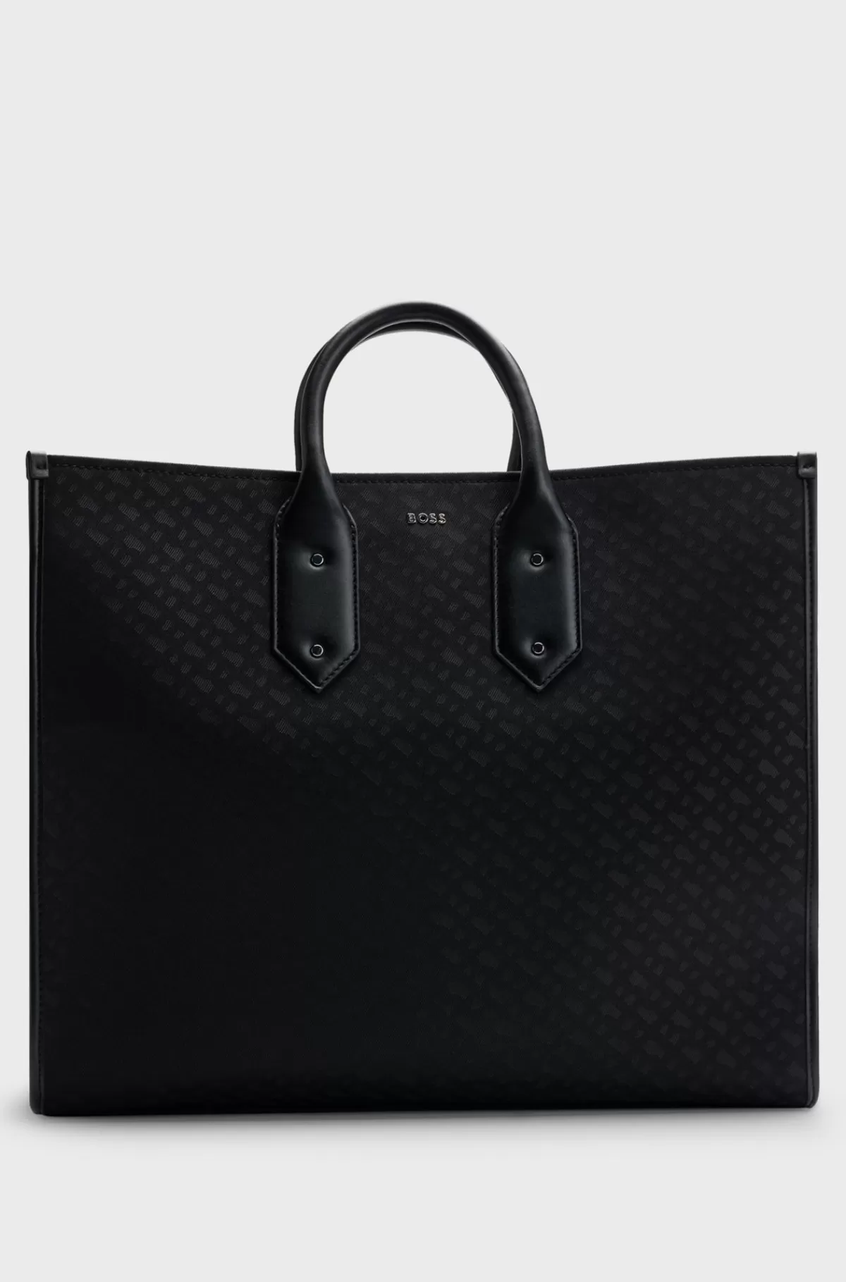 HUGO BOSS Denim Tote Bag Med Monogram-jacquard Sort Cheap