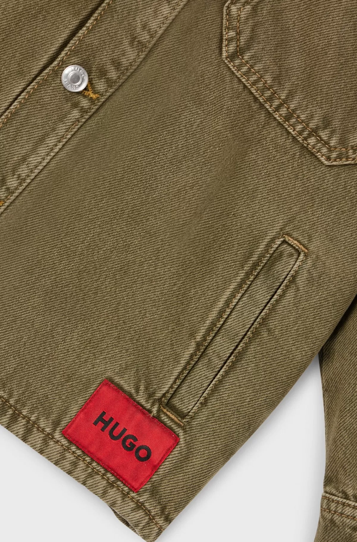 HUGO BOSS Denim Yderskjorte Med Aftagelig Fleecehætte Til Børn Mørkegrøn Store
