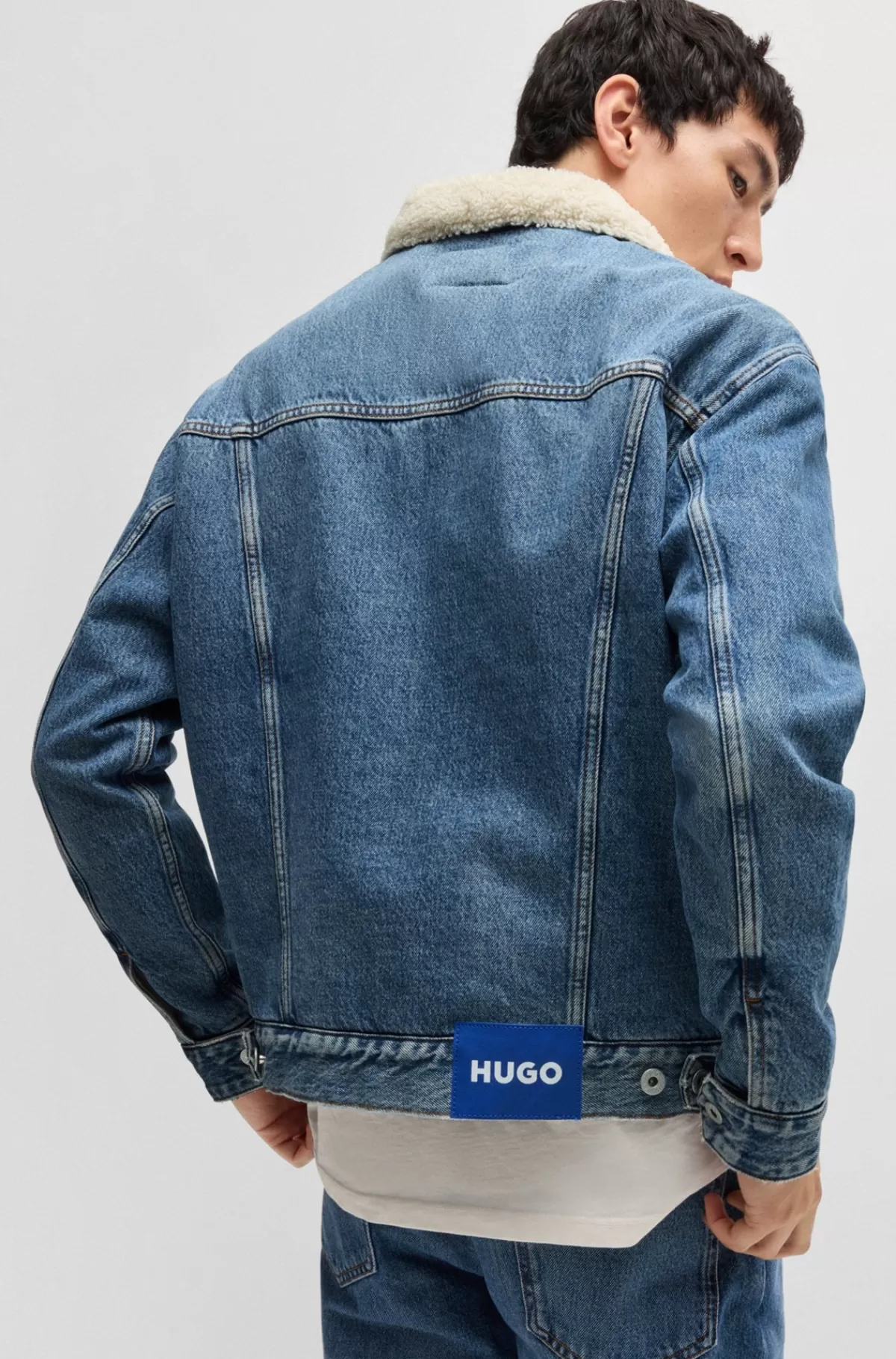 HUGO BOSS Denimjakke Med Regular Fit Og For I Imiteret Pels Blå Flash Sale