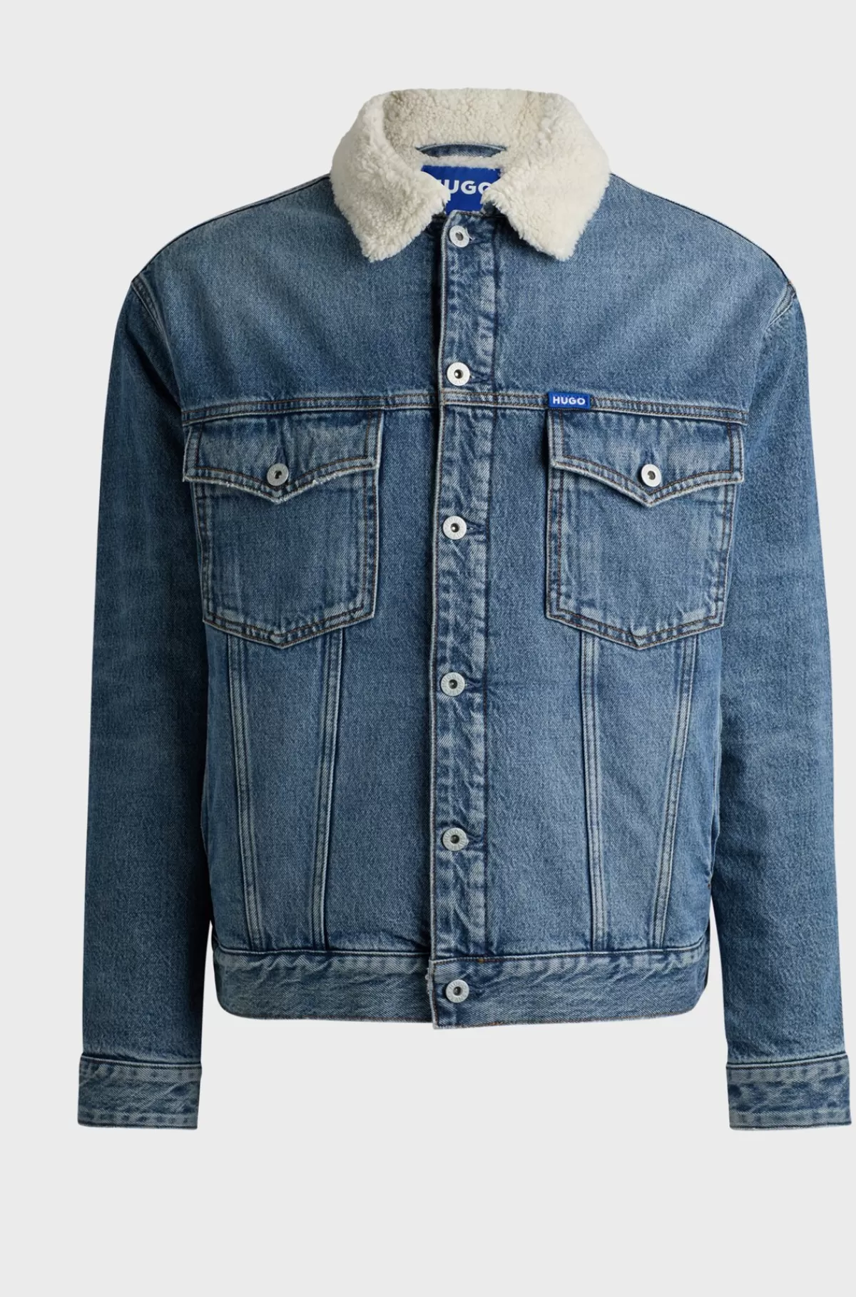 HUGO BOSS Denimjakke Med Regular Fit Og For I Imiteret Pels Blå Flash Sale
