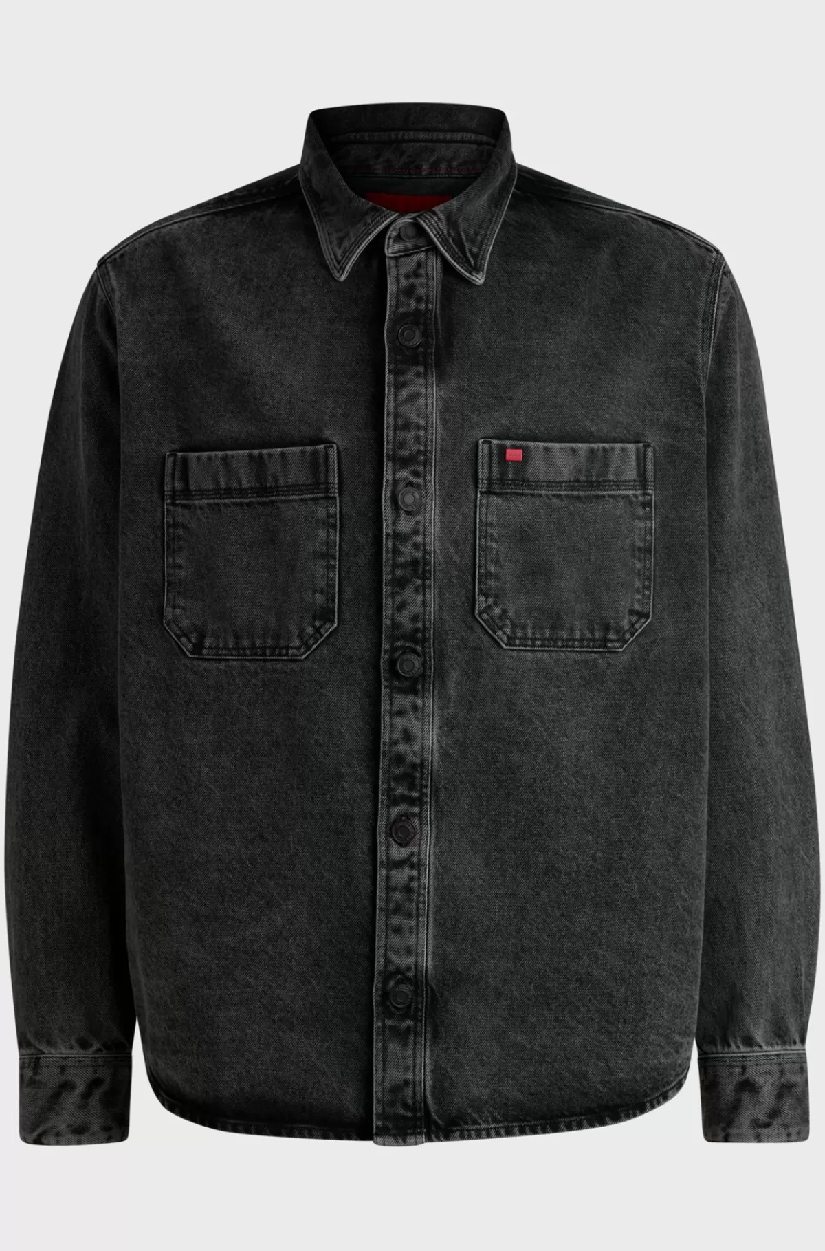 HUGO BOSS Denimskjorte Med Oversize Fit Og Påsyede Lommer Mørkegrå Shop