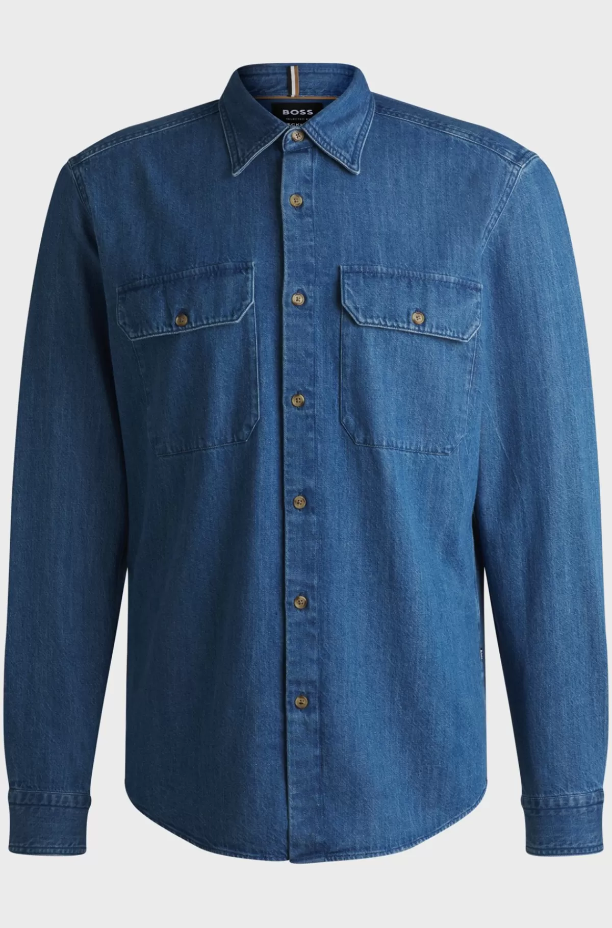 HUGO BOSS Denimskjorte Med Regular Fit Fra BOSS SELECTED BY BECKHAM Mørkeblå Sale