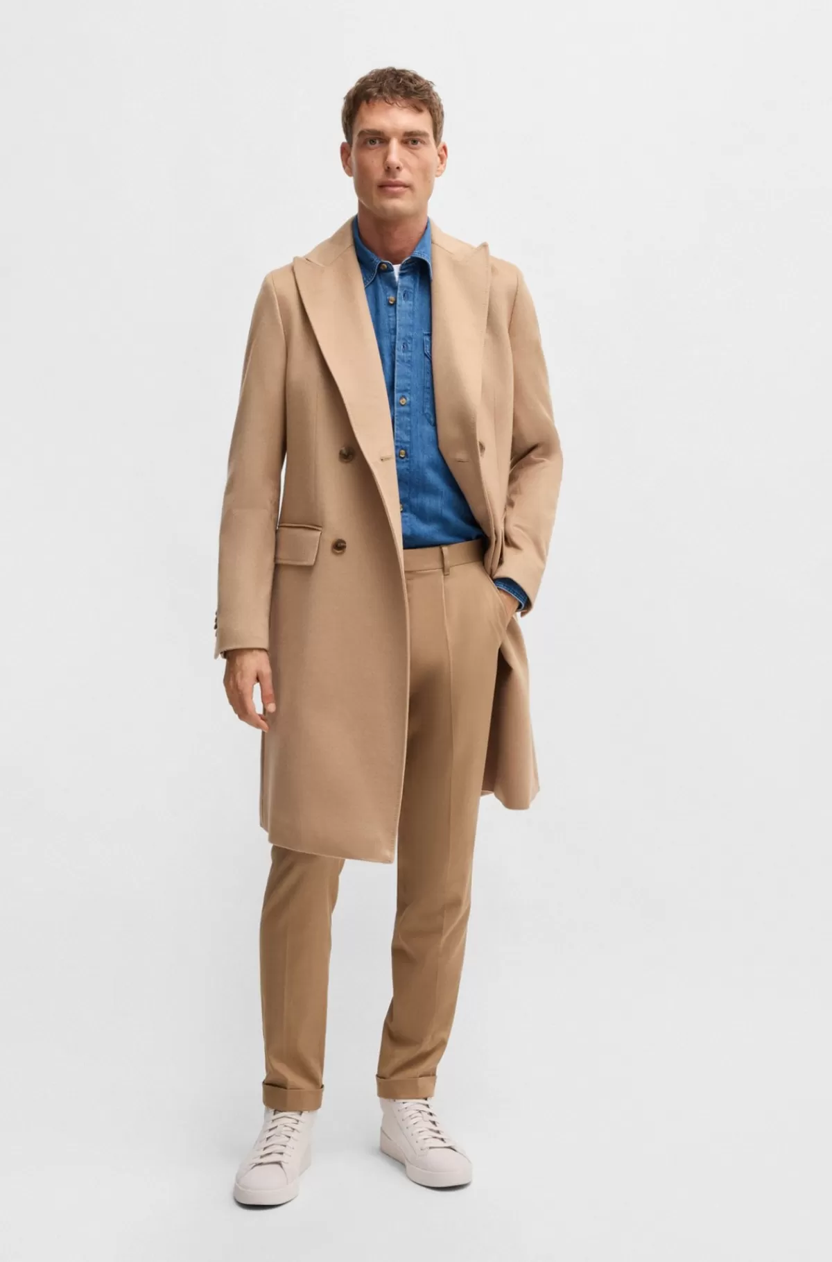 HUGO BOSS Denimskjorte Med Regular Fit Fra BOSS SELECTED BY BECKHAM Mørkeblå Sale