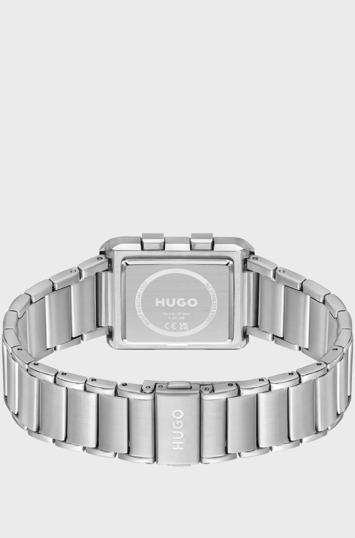 HUGO BOSS Digitalt Armbåndsur Med Kæderem Og Sort Urskive Sølv New