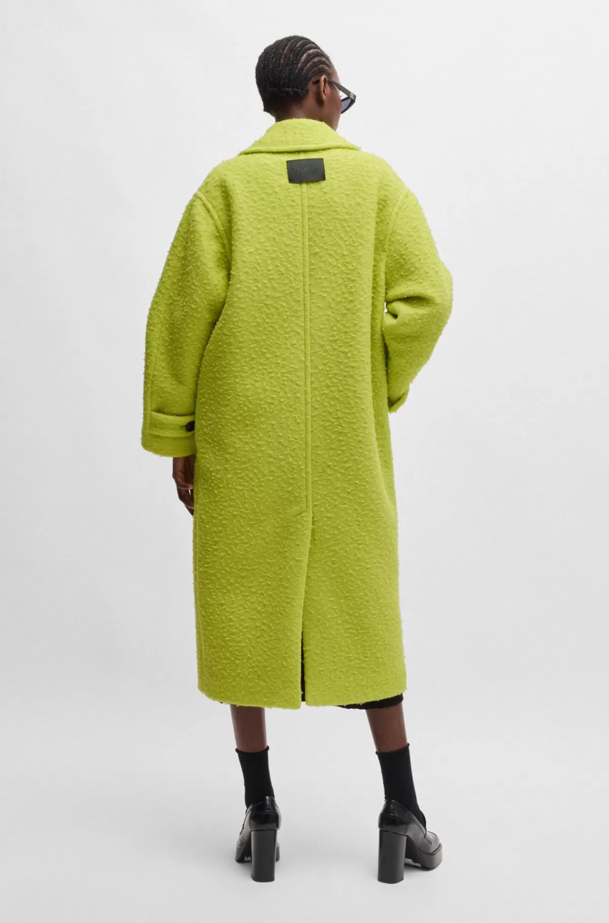 HUGO BOSS Dobbeltradet Frakke I Uldblanding Neongrøn Fashion