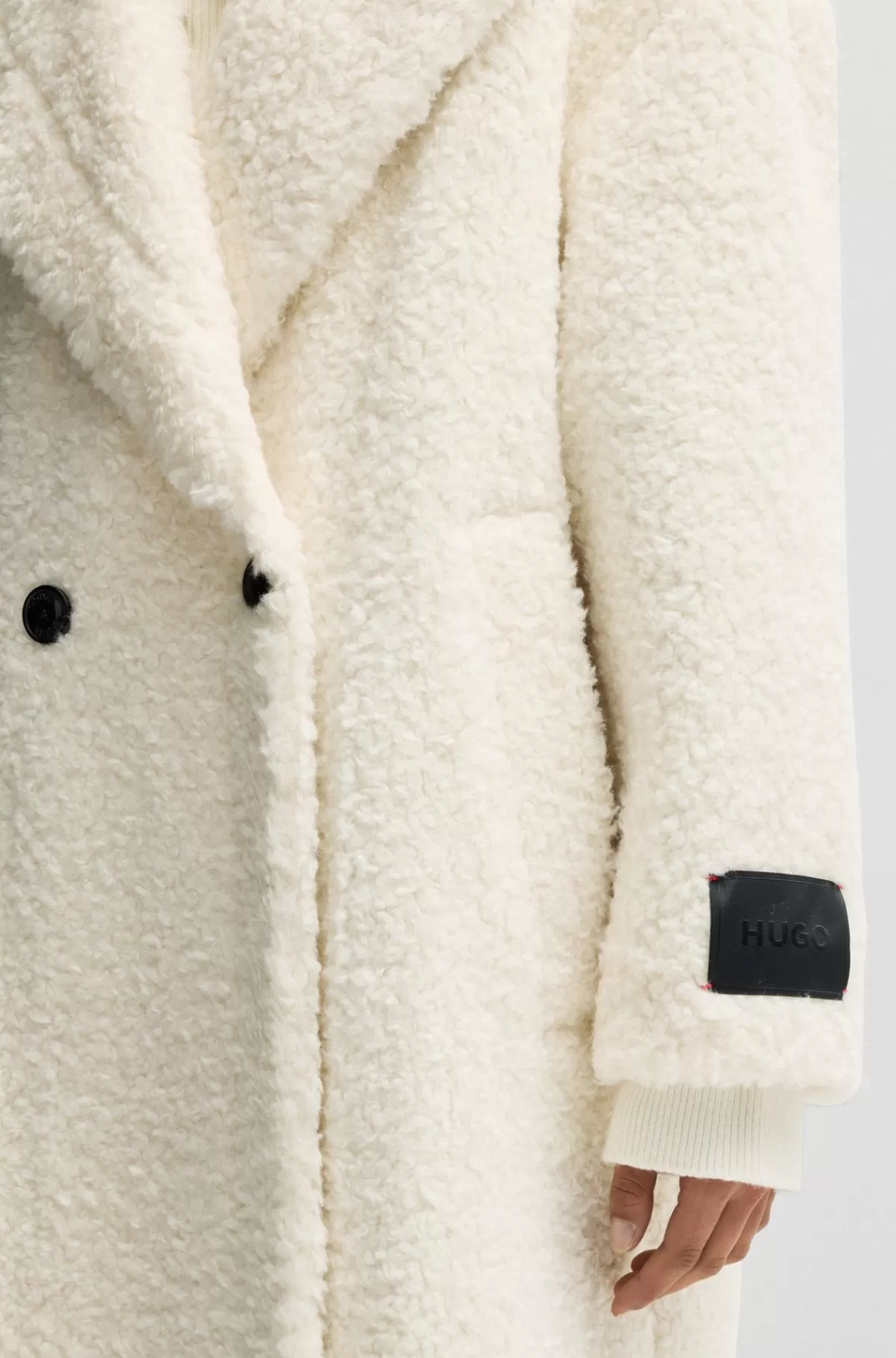 HUGO BOSS Dobbeltradet Frakke Med Oversize Fit I Imiteret Pels Naturlig Best Sale